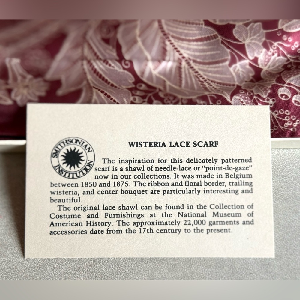 Smithsonian “Wisteria Lace” Silk Scarf NWT - Picture 3 of 9